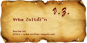 Vrba Zoltán névjegykártya
